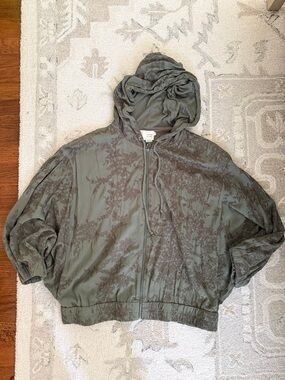 Anthropologie Saturday Sunday Olive Green Embroidered Hoodie